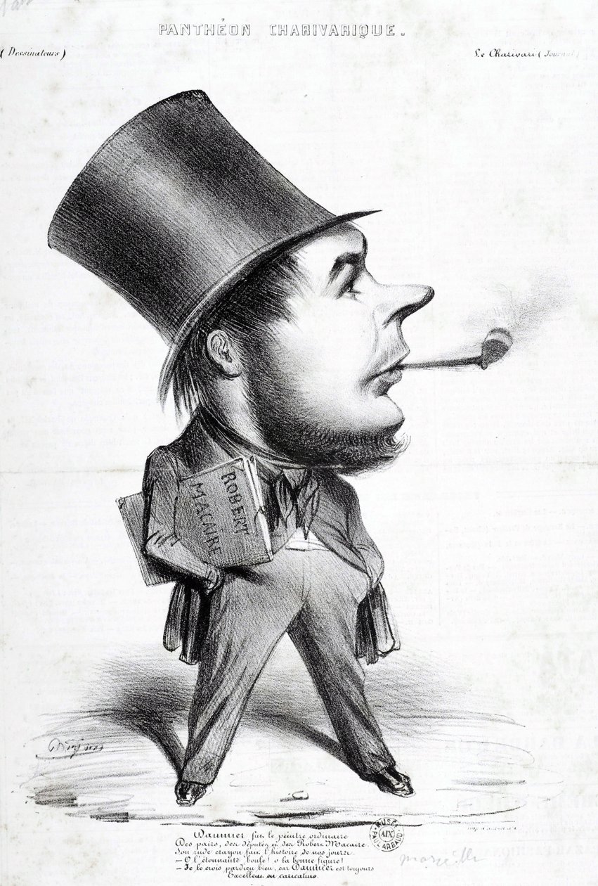 Charivaric Pantheon: Cartoon od Honore Daumiera (1808-1879), francouzského rytce, malíře a sochaře. Rytina v „“Le Charivari““. Rozměr: 32 x 22 cm. Arbaudovo muzeum. od Honoré Daumier