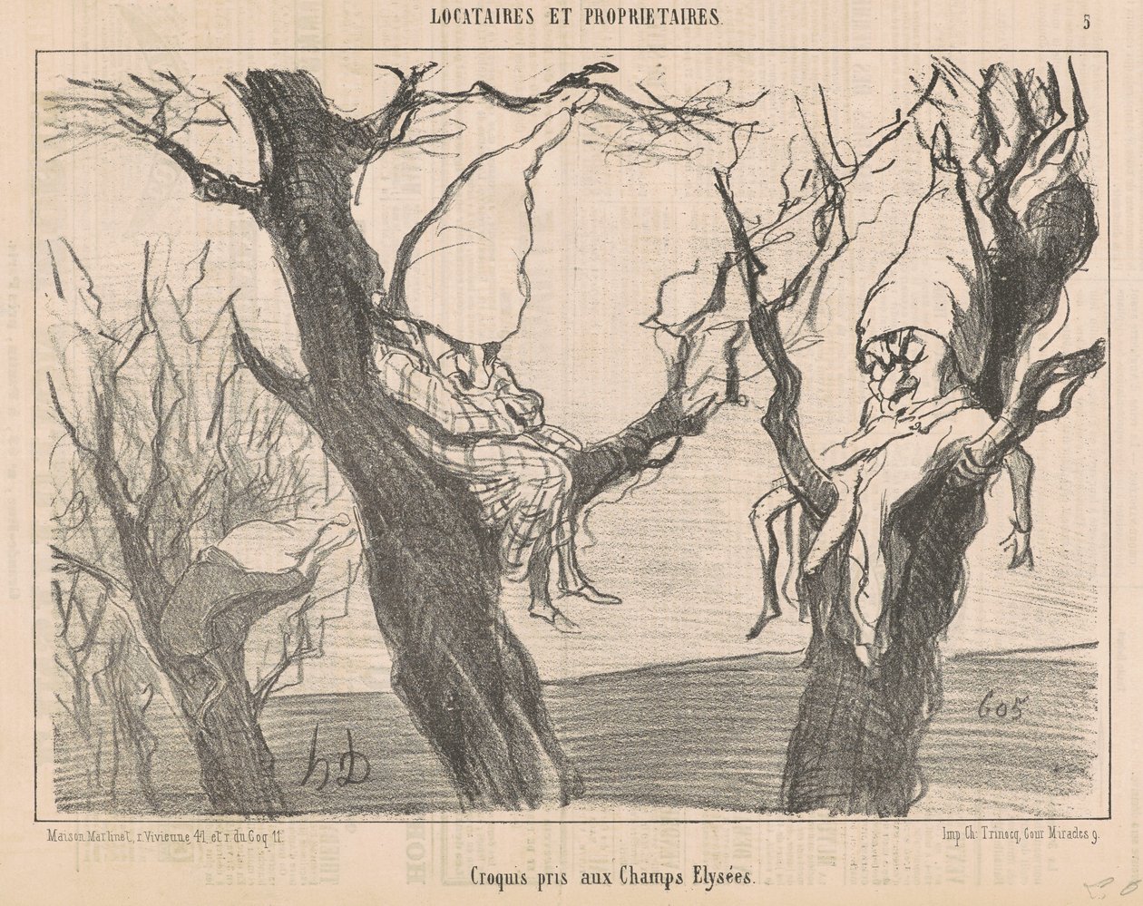Náčrt pořízený na Champs Elysées od Honoré Daumier