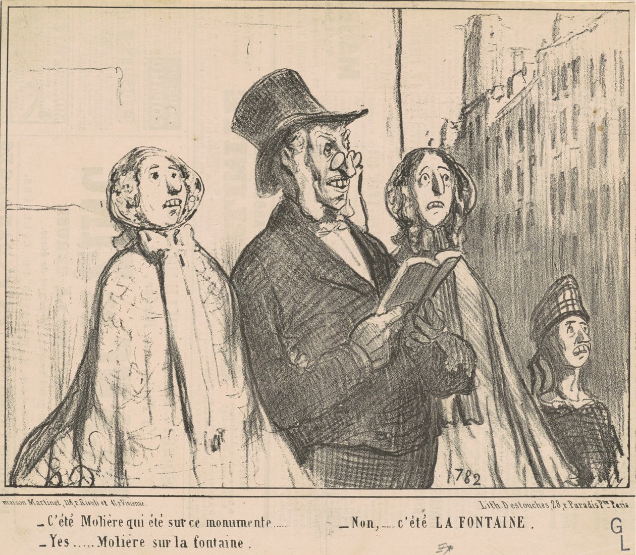 Na tomto pomníku byl Molière... od Honoré Daumier