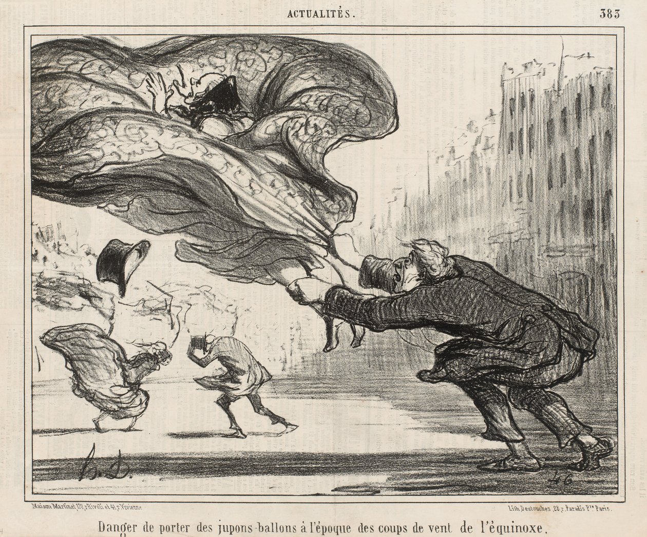 Nebezpečí nošení balonových spodniček v době vichřice rovnodennosti, zveřejněno 3. dubna od Honoré Daumier