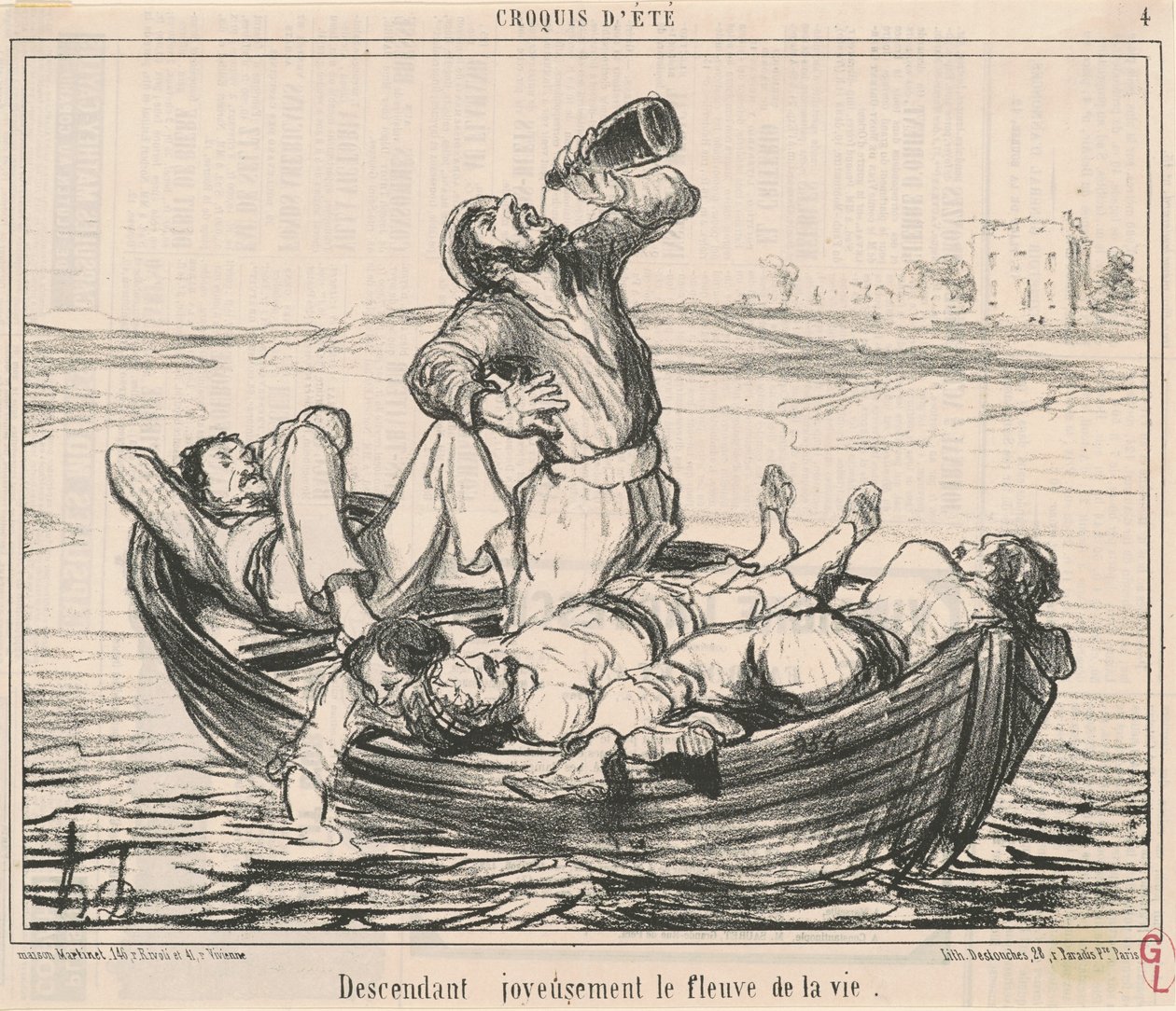Radostně sestupující po řece života od Honoré Daumier