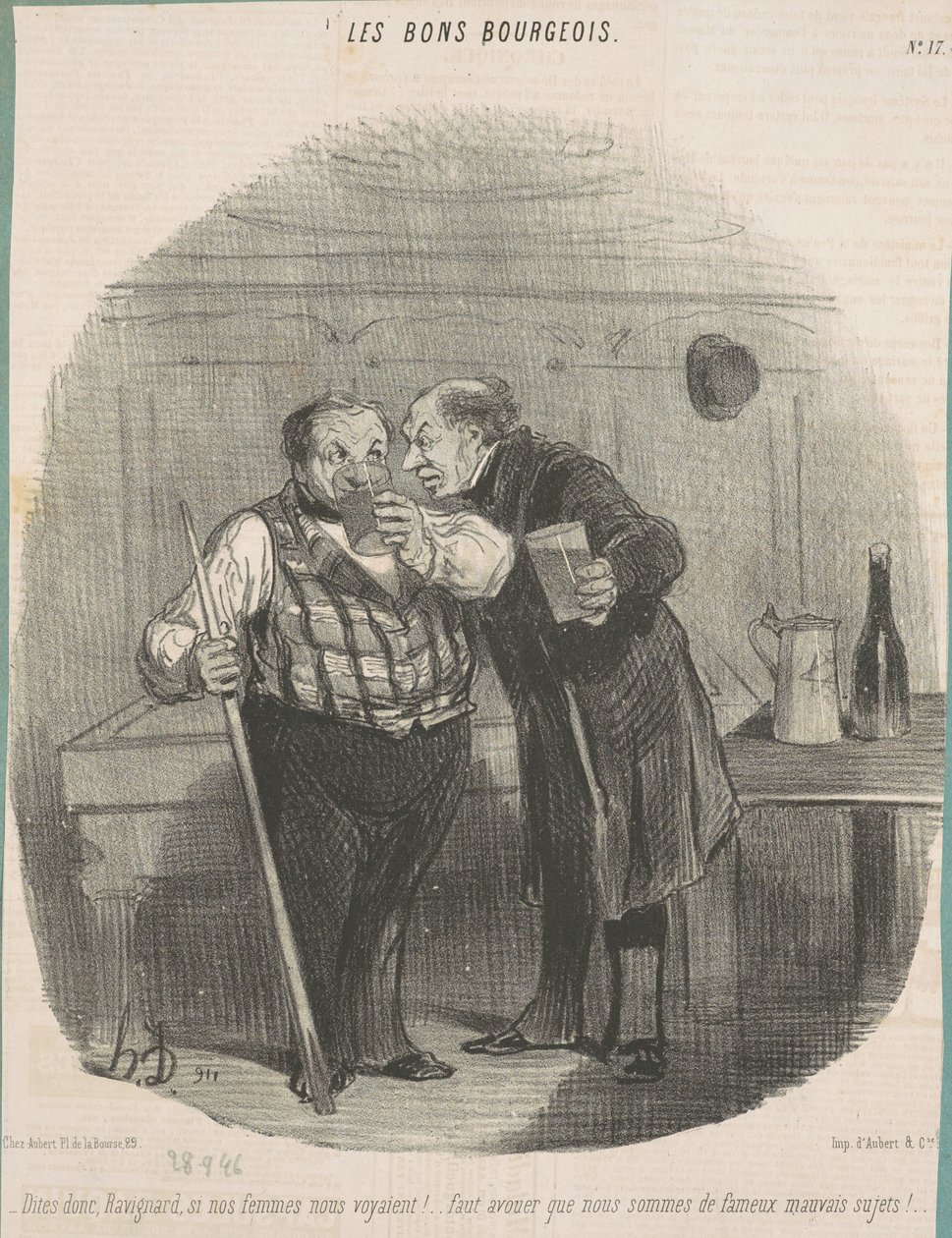 Řekni mi, Ravignarde, kdyby nás naše ženy viděly! ... od Honoré Daumier