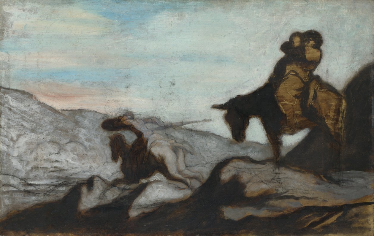 Don Quijote a Sancho Panza, asi 1855 od Honoré Daumier