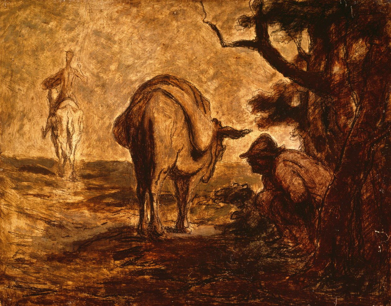 Don Quijote a Sancho Panza se ulevují, c. 1855 od Honoré Daumier