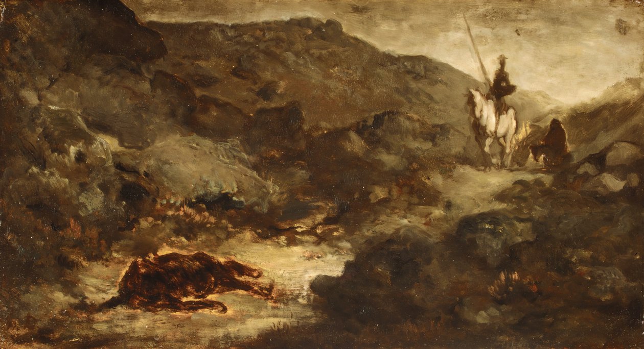 Don Quijote a mrtvý mezek, po roce 1864. od Honoré Daumier