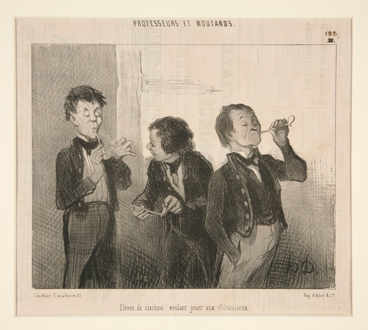 Studenti šesté třídy, kteří si chtějí hrát na řečníky, od profesorů a Moutardů od Honoré Daumier
