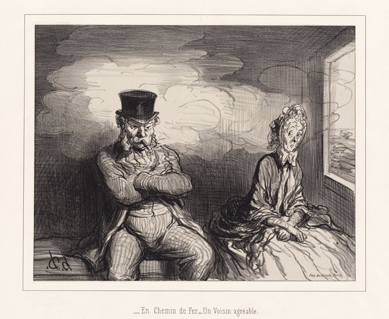 Na železnici... Příjemný soused od Honoré Daumier