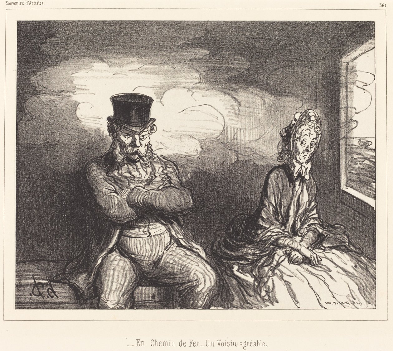 Na železnici... příjemný soused od Honoré Daumier