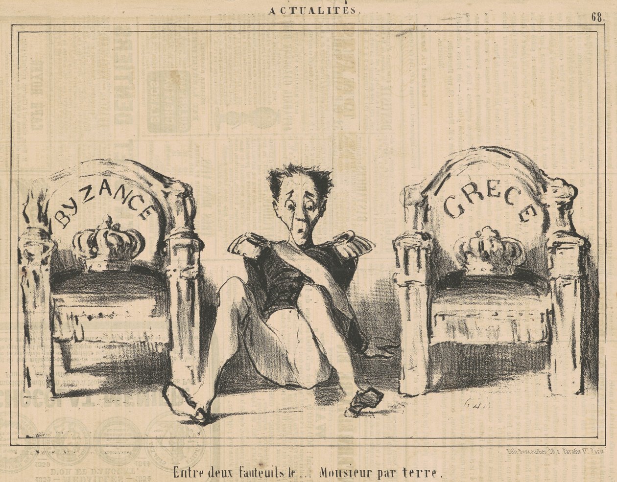 Mezi dvěma křesly, pán na podlaze od Honoré Daumier