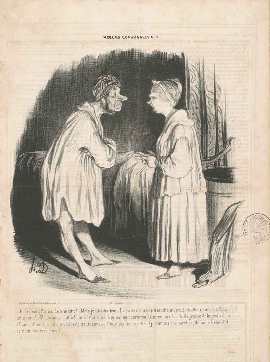 A těch pět franků dnes ráno? od Honoré Daumier