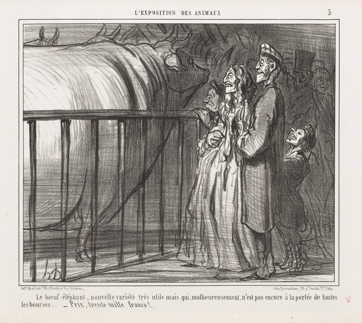 Expozice zvířat : Pl. 5, The Cow-Elephant, New Variety.... od Honoré Daumier