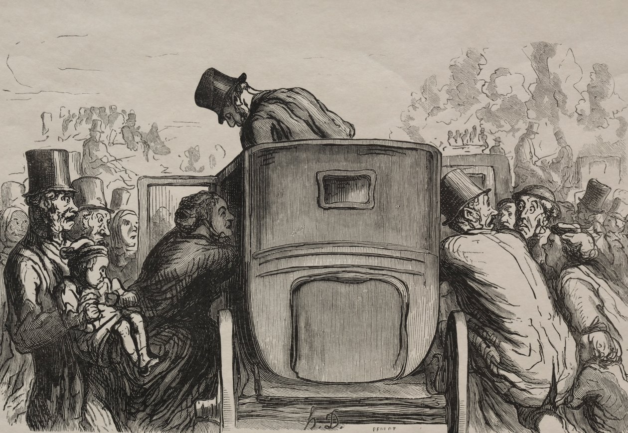 Univerzální výstava: Letranger najde všechna zařízení, aby se mohl vrátit do svého hotelu. od Honoré Daumier