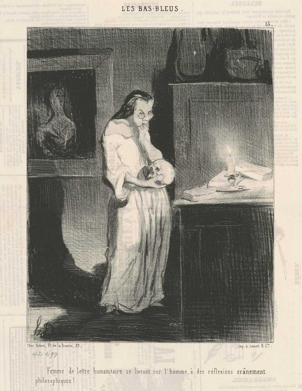 Žena s humanitárními dopisy oddávající se muži... od Honoré Daumier