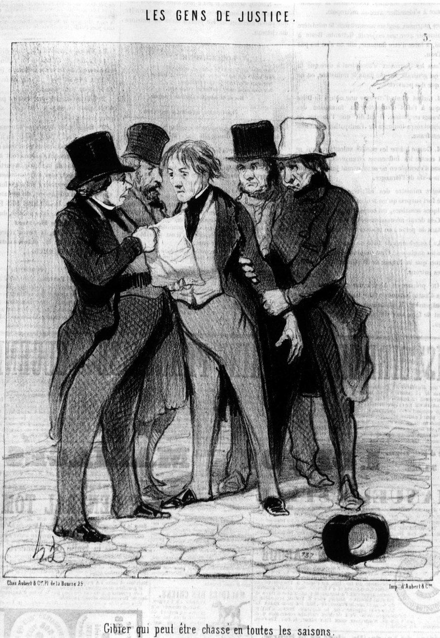 Hra, kterou lze lovit ve všech ročních obdobích, převzatá ze série kreslených filmů o spravedlnosti „Gens de Justice“ od Honore Daumier (1808–1879). "Serenáda" od Honoré Daumier
