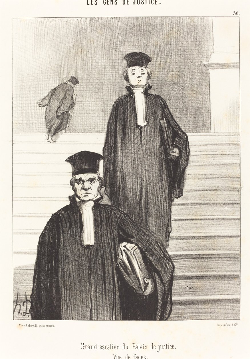 Velké schodiště soudní budovy. Čelní pohled od Honoré Daumier