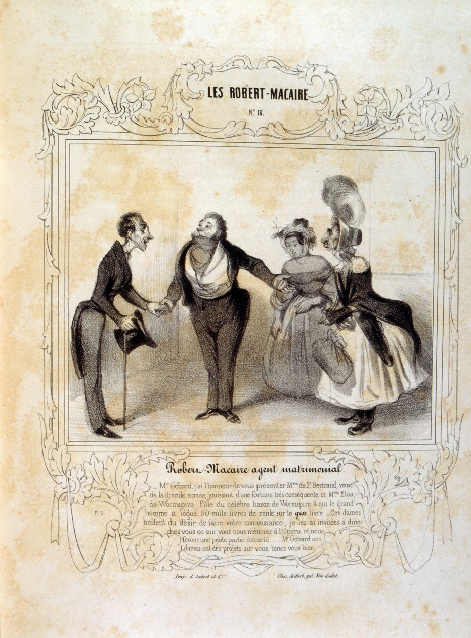 Nápady a legendy Philipon pod názvem Les Cent a Robert Macaire od Honoré Daumier