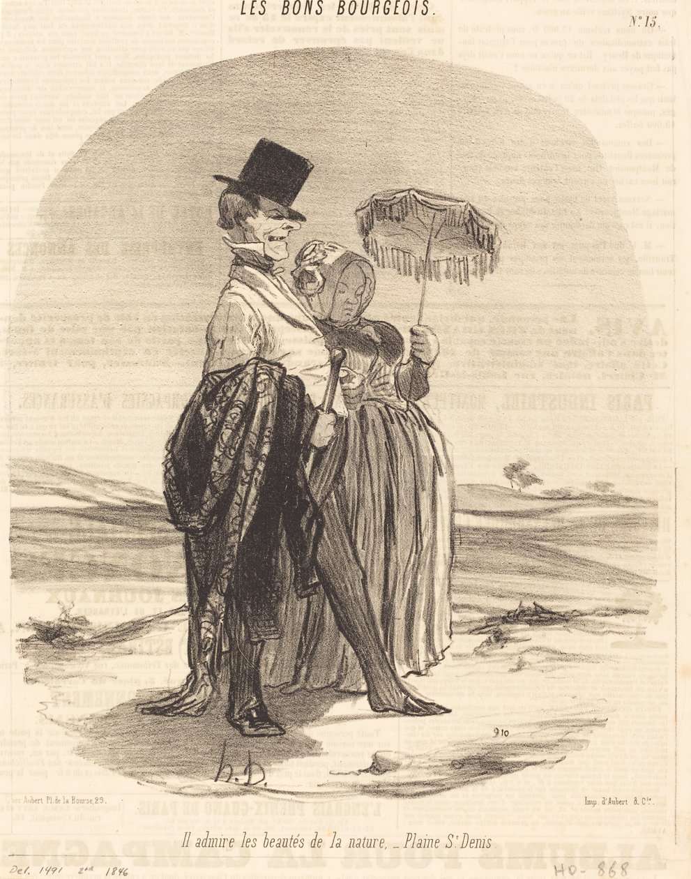 Obdivuje krásy přírody - Plaine St. Denis od Honoré Daumier