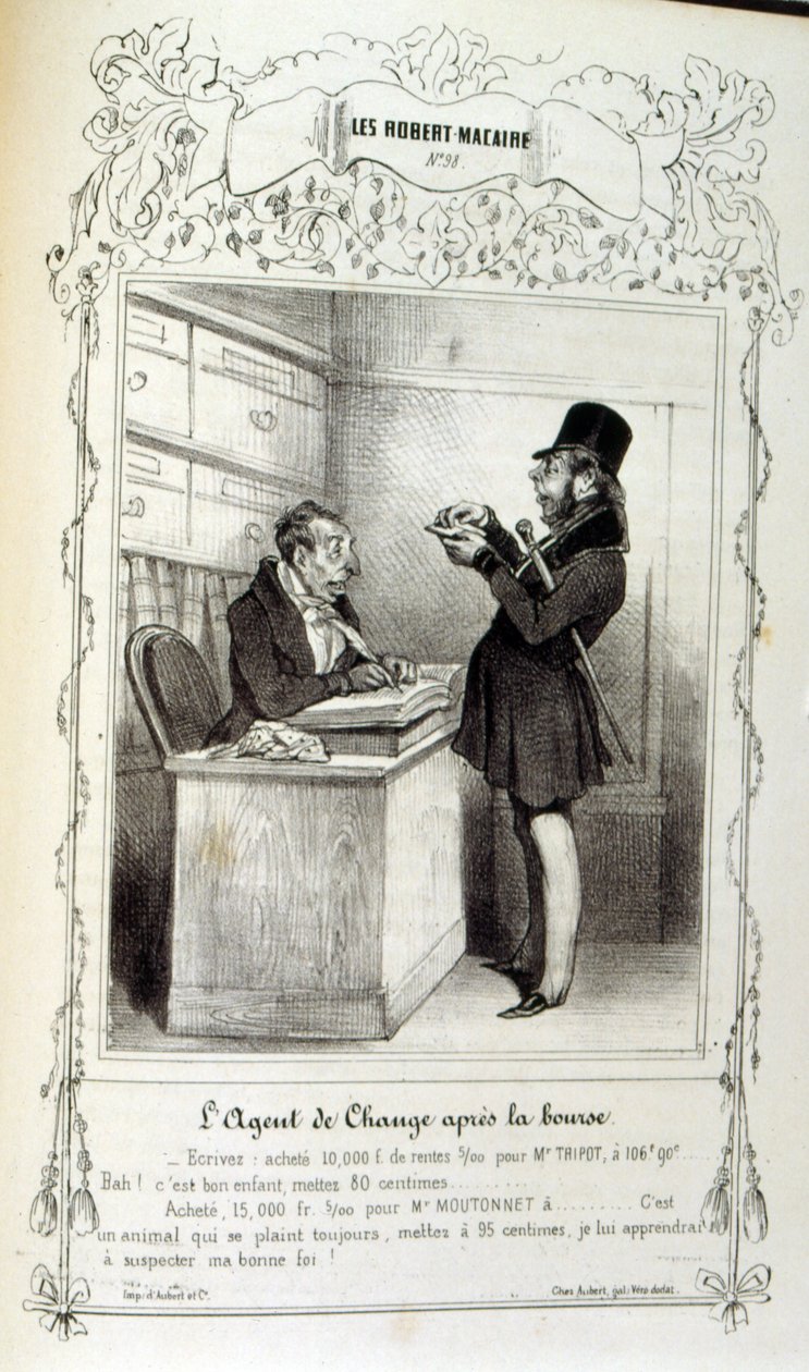 Ilustrace o nápadech a legendách Philipon, pod názvem Les Cent a Robert Macaire od Honoré Daumier