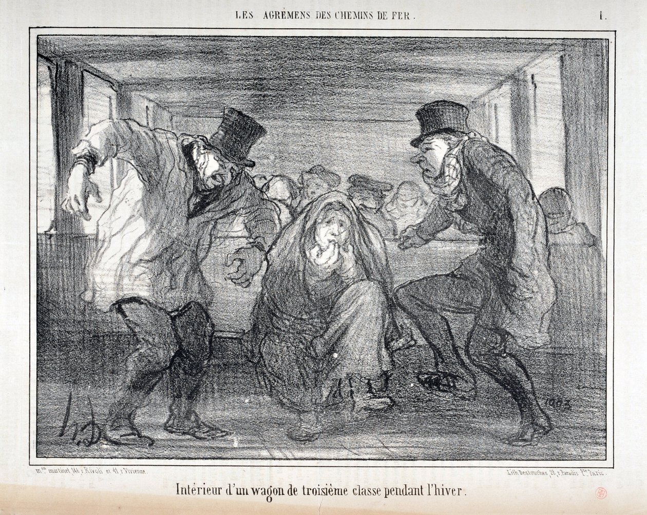 Ilustrace k sérii "Les Agrements des Chemin de fer" od Honoré Daumier