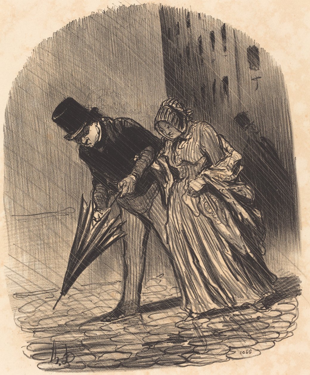 Nevýhoda deštníku s příliš složitými pružinami od Honoré Daumier