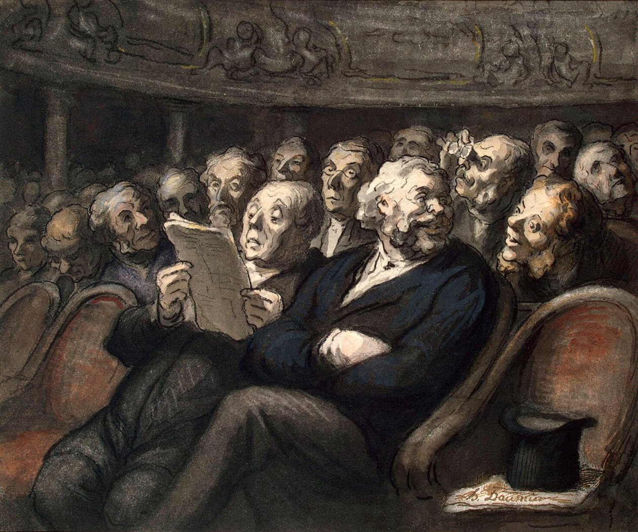 Přestávka v Comédie-Française, 1858. od Honoré Daumier