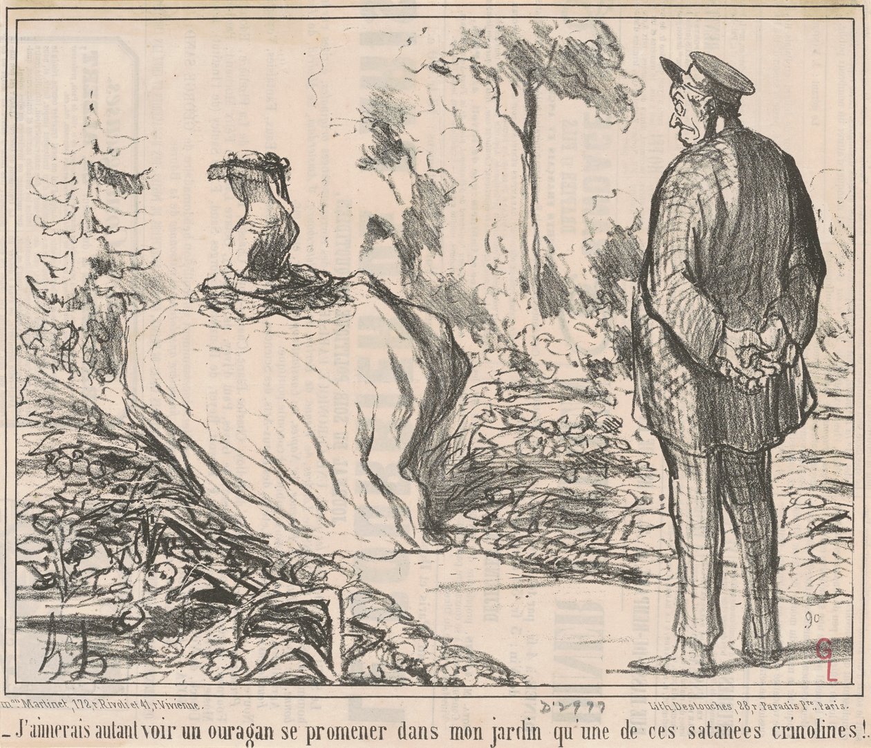 Raději bych viděl hurikán procházet se mou zahradou než jednu z těch zatracených krinolín! od Honoré Daumier