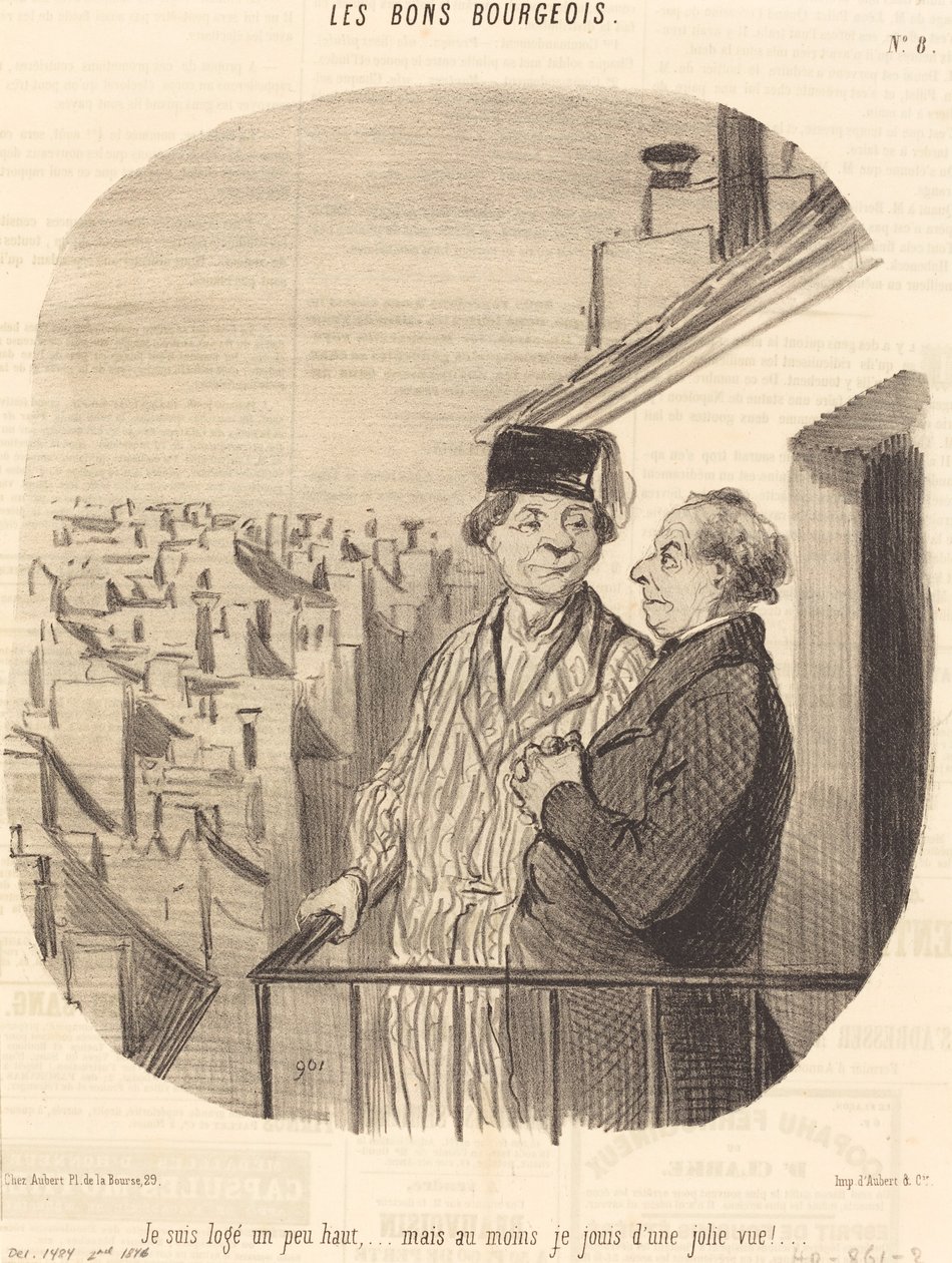 Jsem ubytován trochu vysoko... ale... užívám si pěkný výhled! od Honoré Daumier