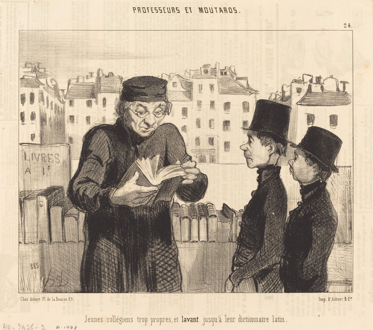 Mladí vysokoškoláci... myjí svůj latinský slovník od Honoré Daumier