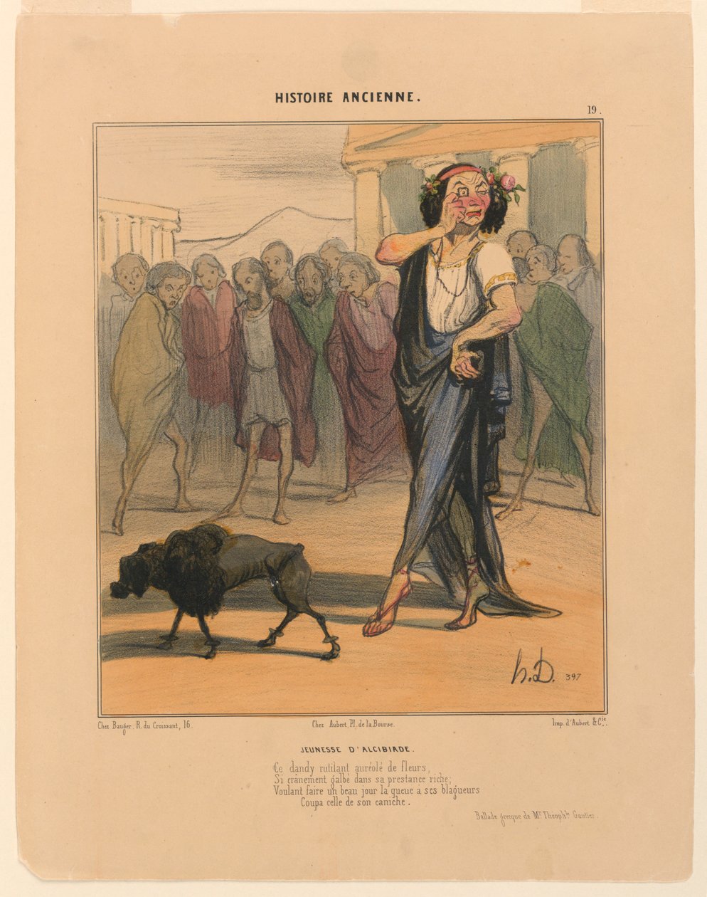 Mládí Alkibiada, deska 19 z antické historie od Honoré Daumier