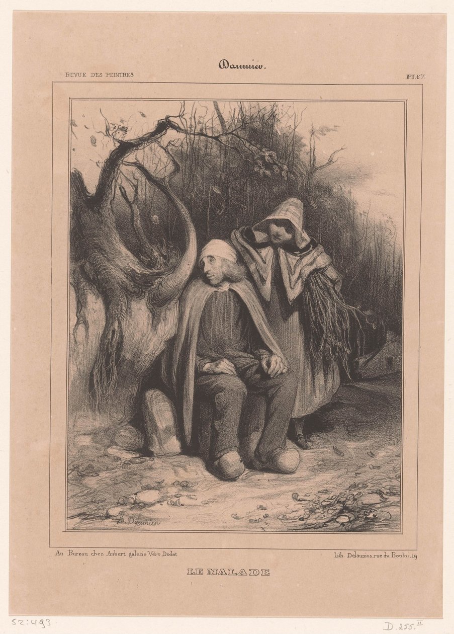 Mladá žena s nemocným farmářem podél cesty Le Malade (název na objektu) od Honoré Daumier