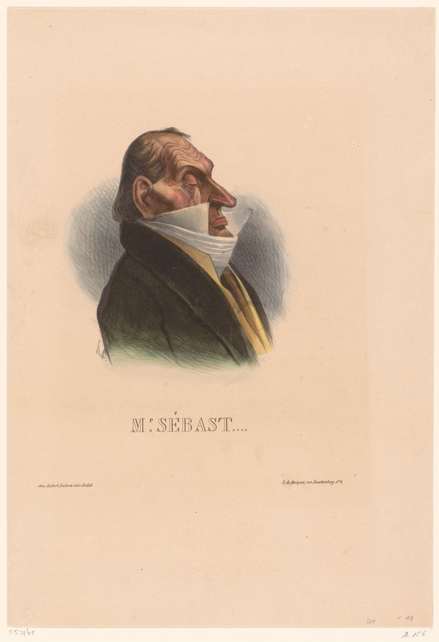 Karikatura Horace Sébastiani pan. Sebast (název na objektu) od Honoré Daumier