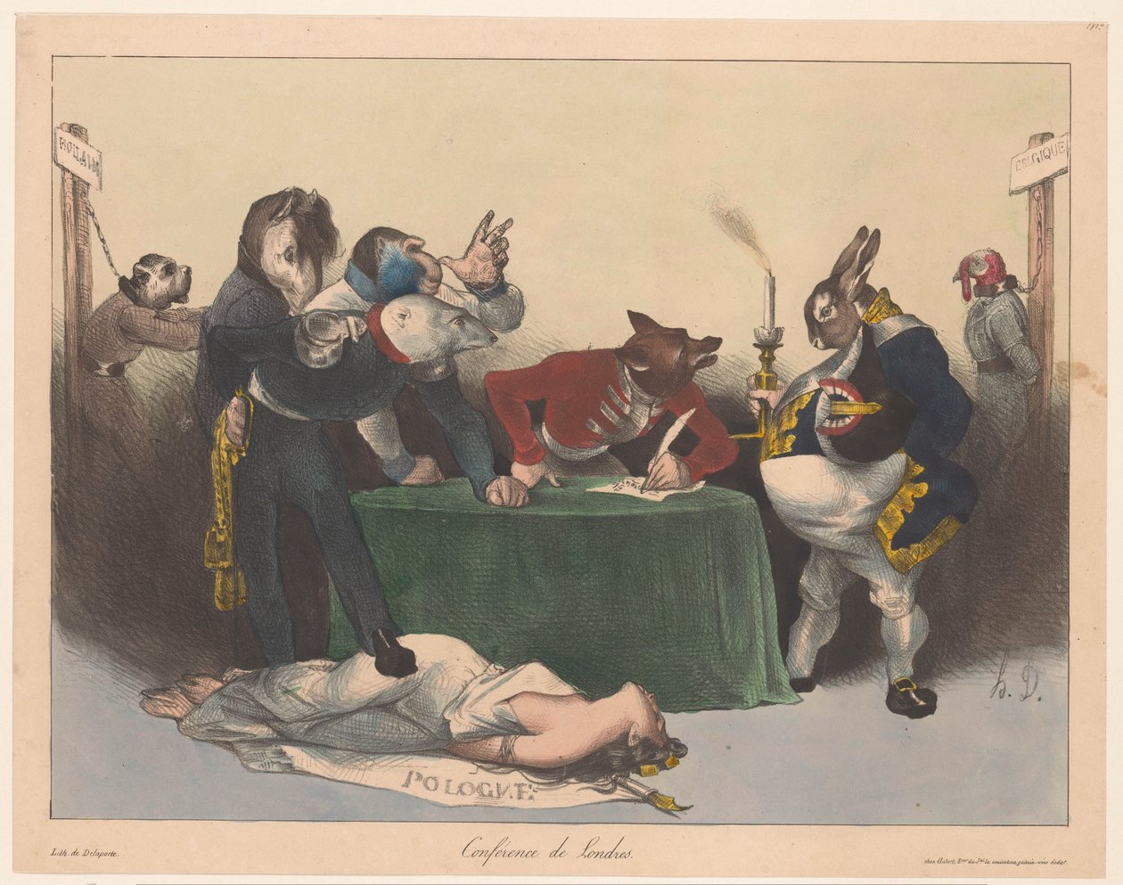 Karikatura evropských velmocí na londýnské konferenci Conference de Londres (název na objektu) od Honoré Daumier