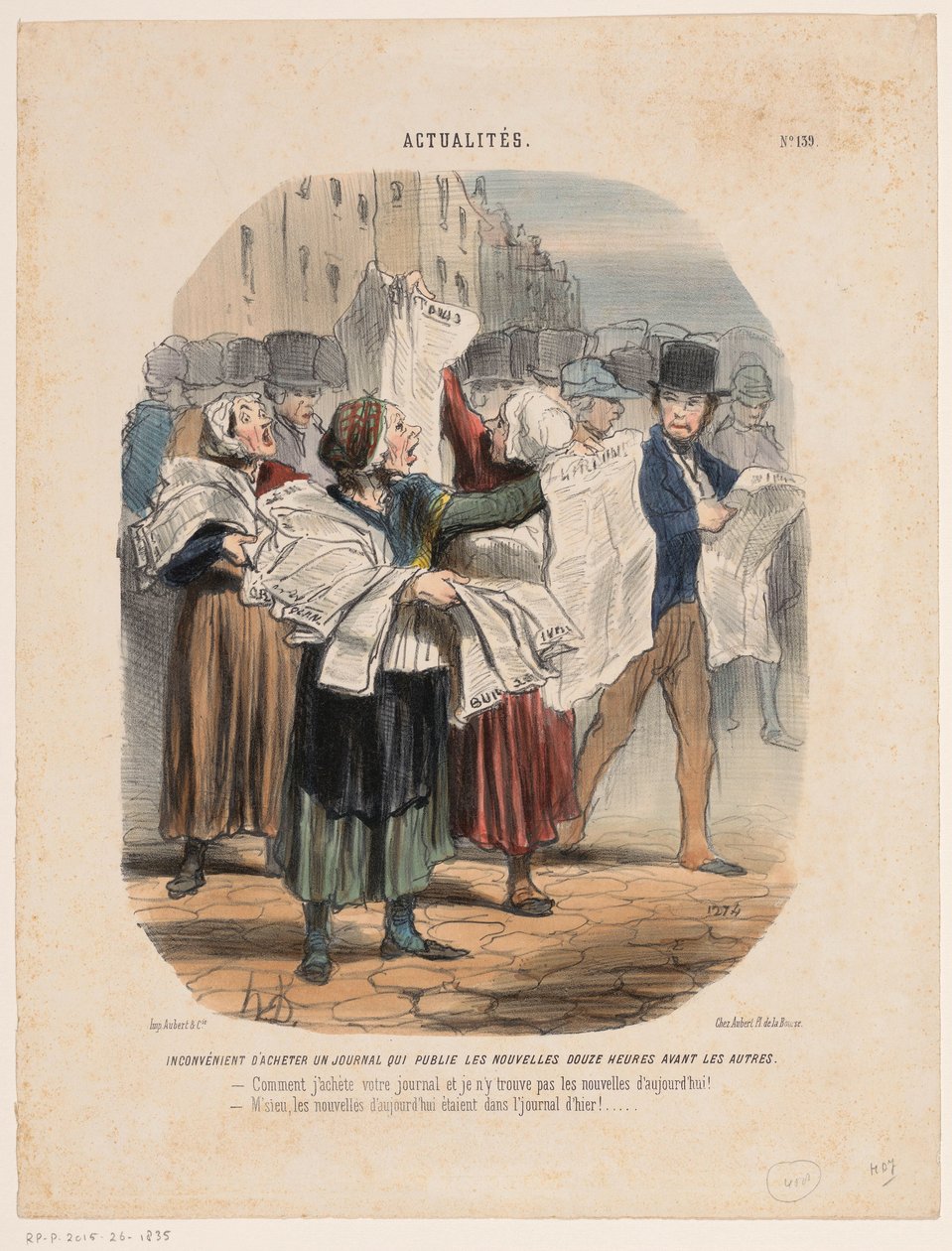 Prodejci novin Aktuální události (název seriálu) Aktuality (název série na objektu) od Honoré Daumier