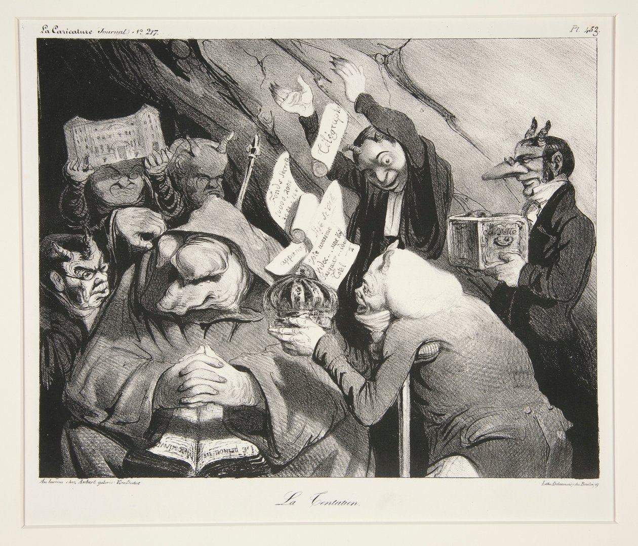 La Tentation. (Pokušení.), pl. 453 z časopisu La Caricature no. 217 od Honoré Daumier