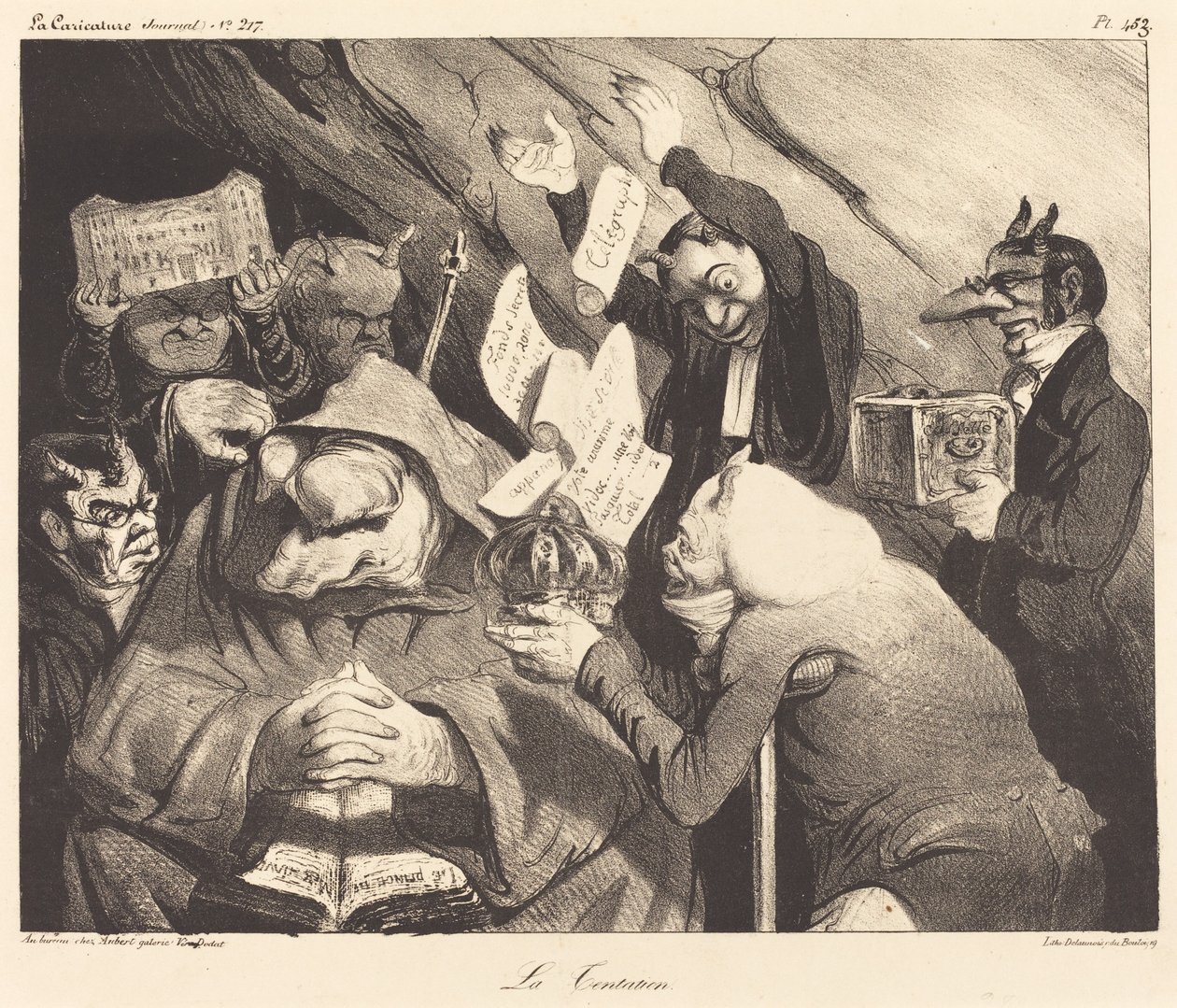 The Temptation, parodie na obraz Tenierse od Honoré Daumier