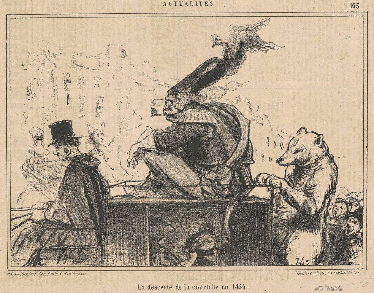Sestup Courtille v roce 1855 od Honoré Daumier