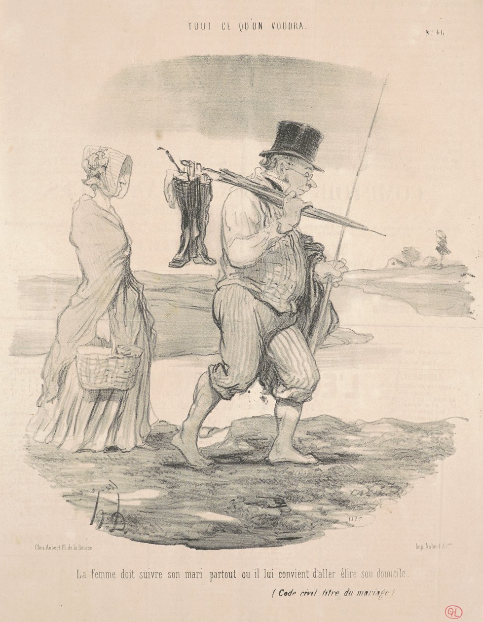 Žena by měla následovat svého muže... od Honoré Daumier