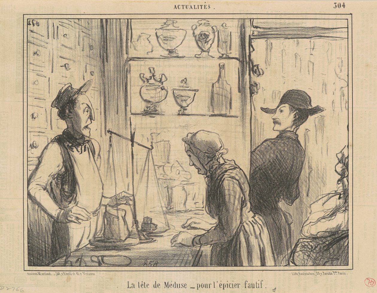 Medusina hlava pro provinilého obchodníka s potravinami od Honoré Daumier