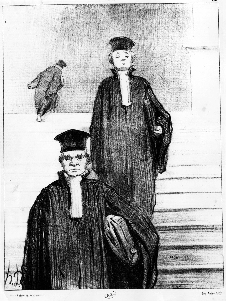 Právníci, karikatura Honore Daumier (1808-1879). "" Charivari "" od Honoré Daumier
