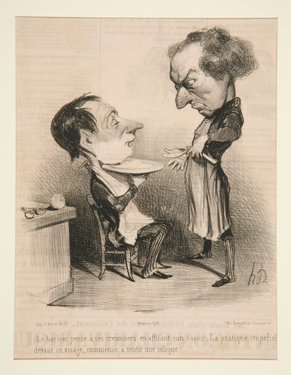 Holič myslí na své věřitele od Honoré Daumier