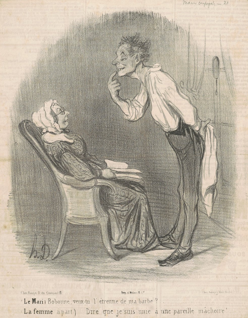 Manžel. Bobonne, chceš dárek od mých vousů? od Honoré Daumier