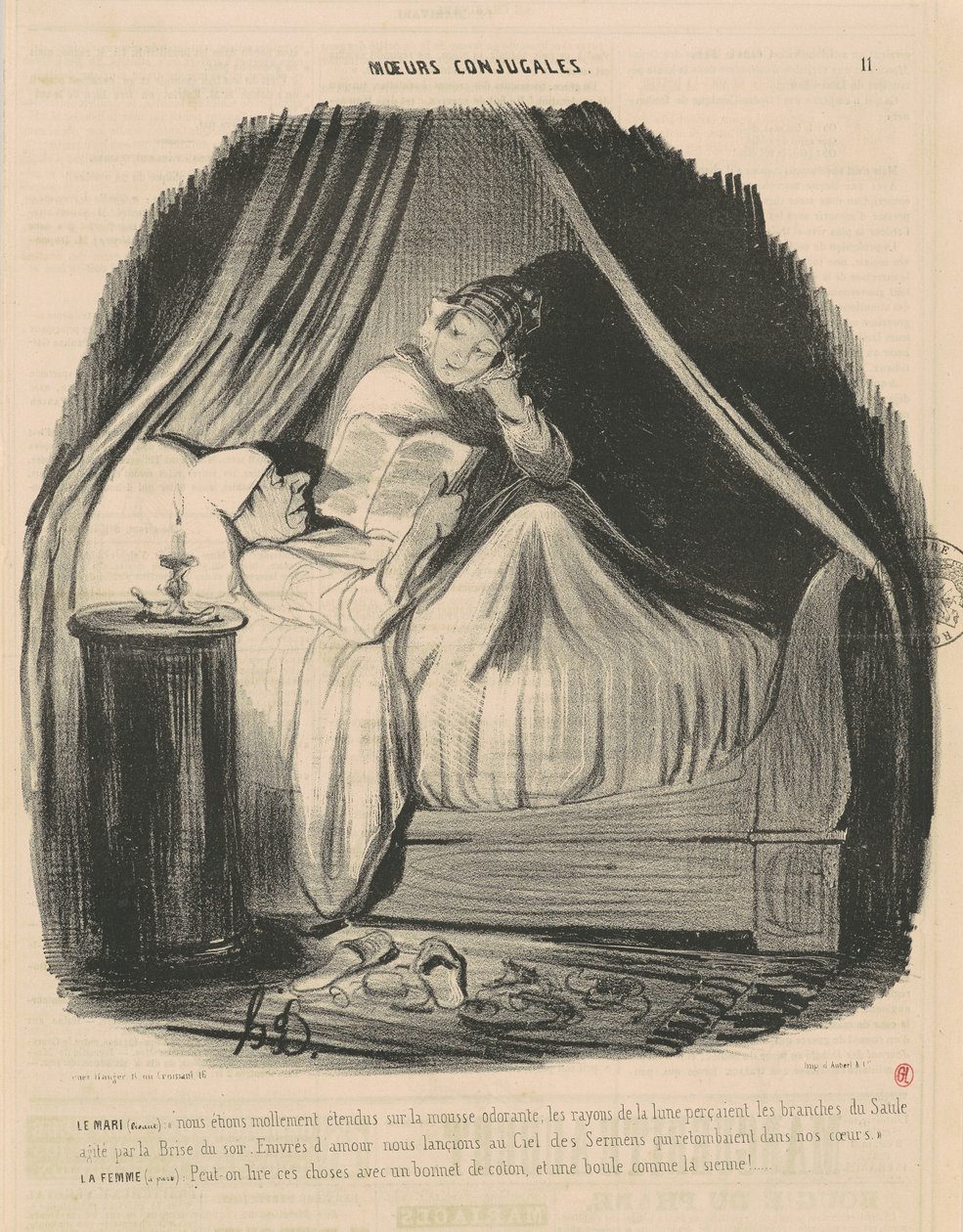 Manžel četl: leželi jsme bezvládně... od Honoré Daumier