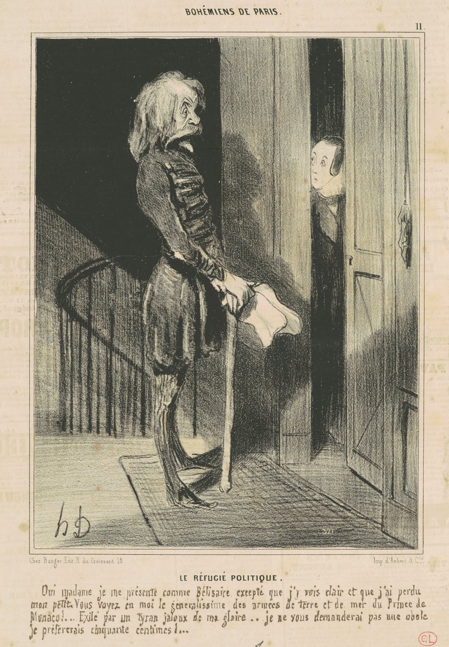 Politický uprchlík od Honoré Daumier