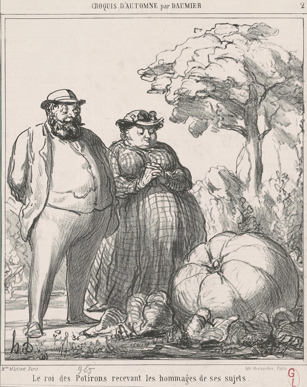Dýňový král přijímající poctu od svých poddaných od Honoré Daumier