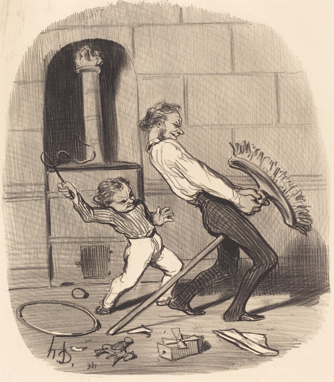 Výuka jízdy na koni, střední škola od Honoré Daumier