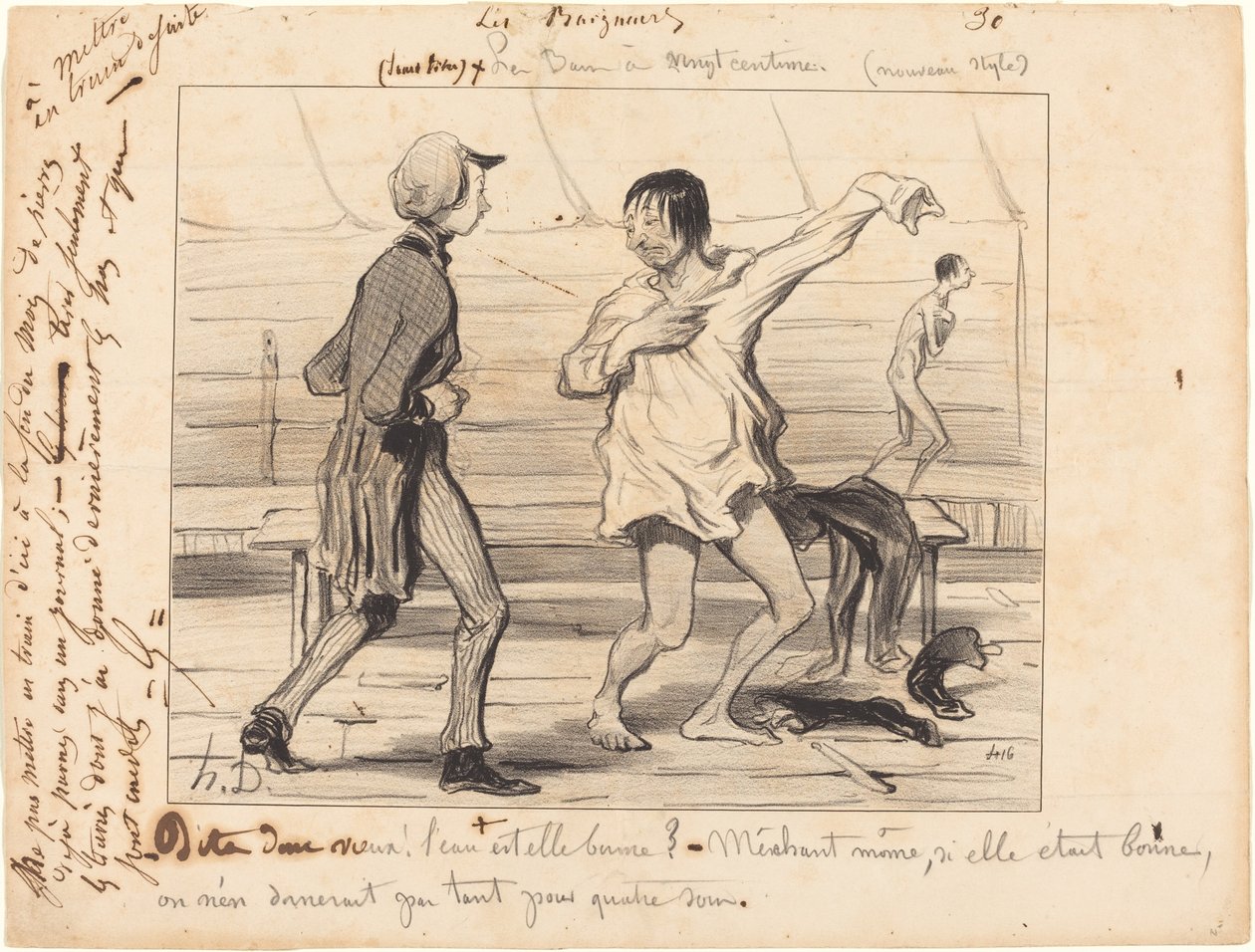 Les Bains na dvacet centimů, nový styl od Honoré Daumier
