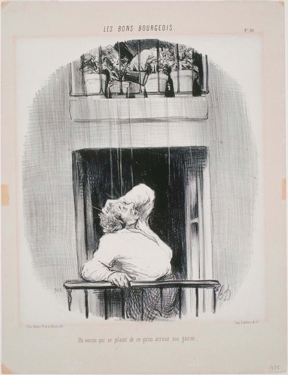 Les Bons Bourgeois: Soused, který si stěžuje na zalévání od Honoré Daumier