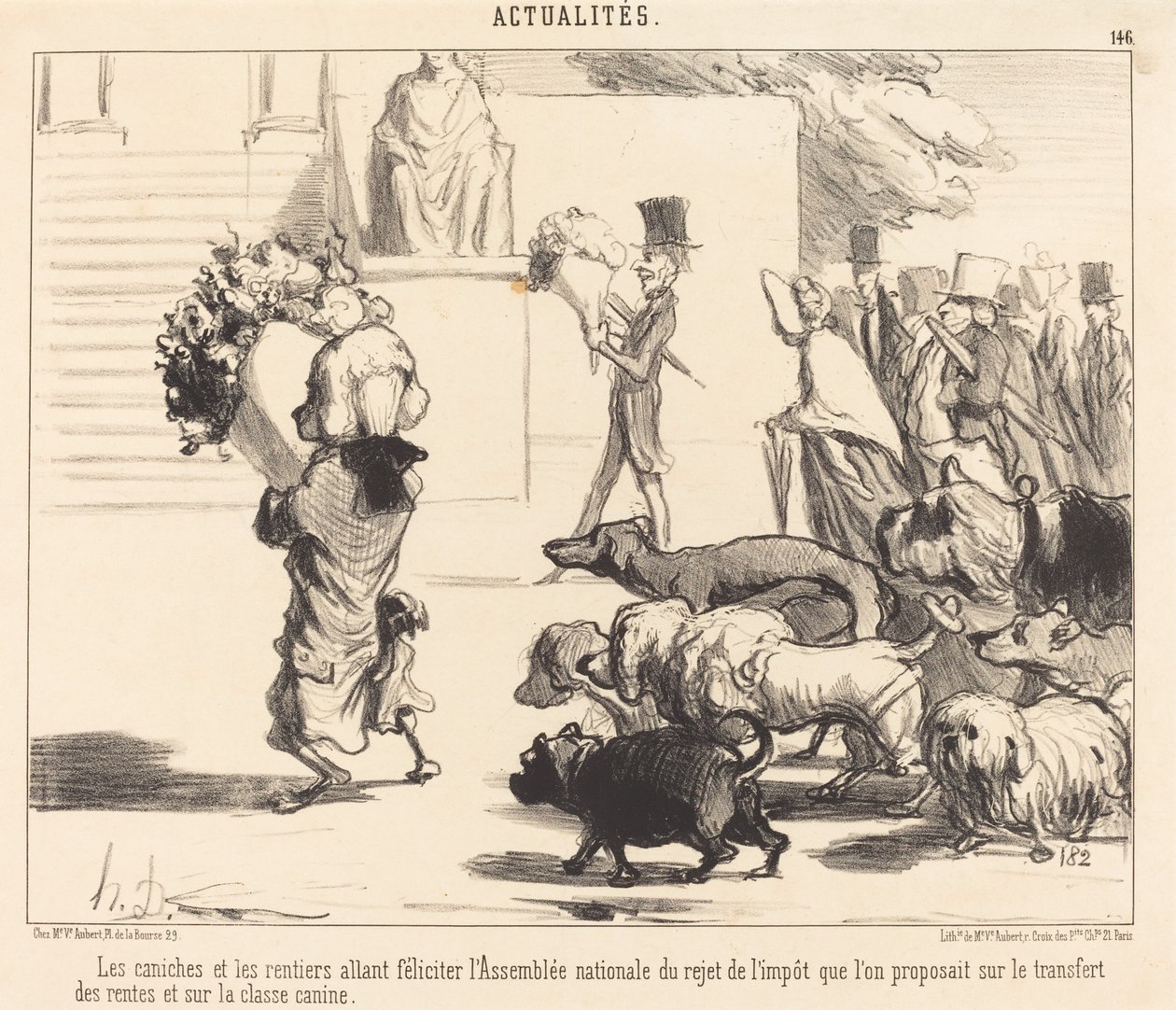 Pudlové a důchodci budou blahopřát shromáždění... od Honoré Daumier