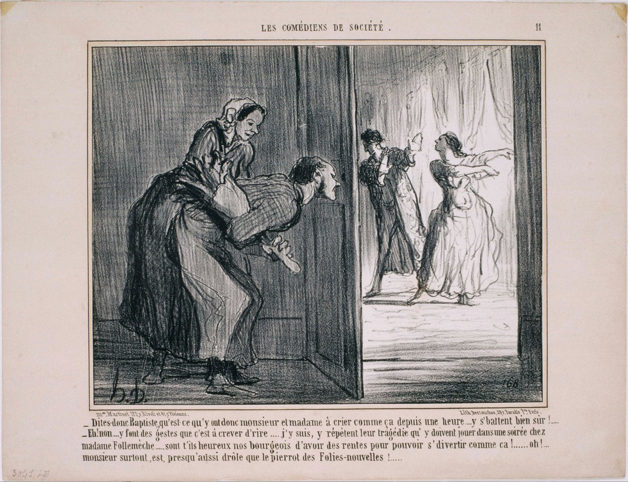 Komedianti společnosti- řekněte Baptistovi, co tam je… od Honoré Daumier
