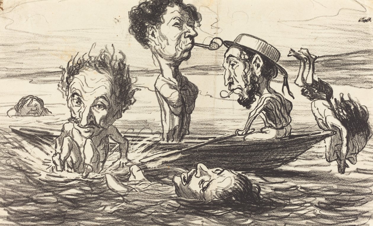 Tritoni na Seině od Honoré Daumier